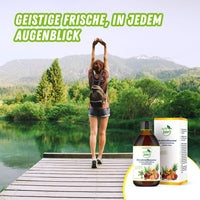 Thumbnail for Frau streckt sich am See mit Bergkulisse, Agila Vital Produkt, Text: „Geistige Frische, in jedem Augenblick“