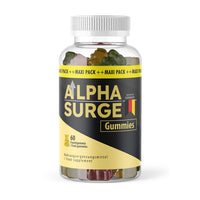 Thumbnail for Kunststoffdose mit schwarzem Etikett Alpha Surge Gummies und 60 Fruchtgummis