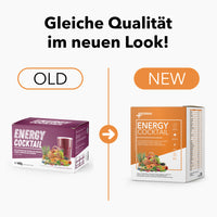 Thumbnail for Alte und neue Verpackung Energy Cocktail nebeneinander mit Text Gleiche Qualität im neuen Look
