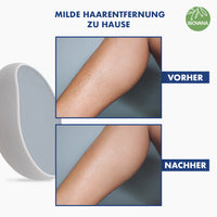 Thumbnail for Vergleich zweier Bildausschnitte eines Unterschenkels mit sichtbaren Haaren oben und glatter Haut darunter
