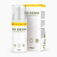 Thumbnail for Flasche mit Pumpspender und Schrift DR DERM Supporting Formula 100 ml vor passender Faltschachtel