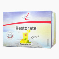 Thumbnail for Faltschachtel FitLine Restorate Citrus mit Abbildung Glas gelber Flüssigkeit und Zitronen