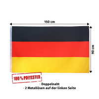 Thumbnail for Deutschland Flagge 90x150 cm Premium Qualität - Deutschland Flagge mit 2 Metallösen links - ApoNatura