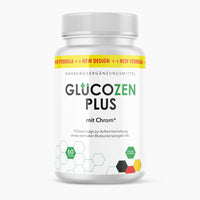 Thumbnail for Weiße Dose Nahrungsergänzungsmittel GlucoZen Plus mit Chrom 60 Kapseln Frontansicht