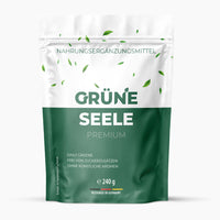 Thumbnail for Grüne Seele Premium Daily Greens Pulver im grünen Standbeutel mit 240 g Inhalt und Blattdekor