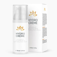 Thumbnail for Flasche mit Pumpspender und goldenem Symbol Hydro Creme 100 ml vor passender Faltschachtel