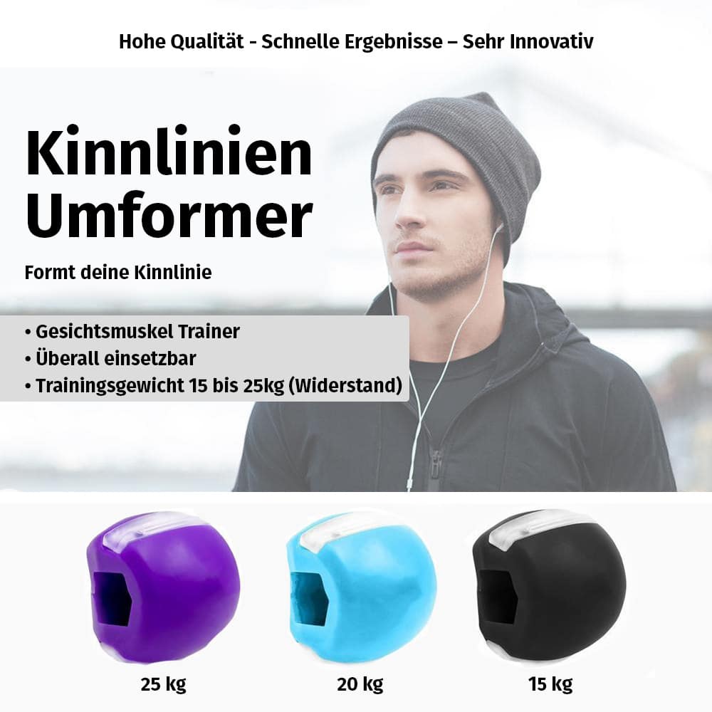 Kinntrainer mit weißem Einsatz in Lila 25 kg, Blau 20 kg und Schwarz 15 kg in Reihe dargestellt
