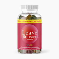 Thumbnail for Transparente Kunststoffdose mit Schrift Leave Booster Gummies, 60 Fruchtgummis, rotes Etikett