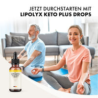 Thumbnail for LIPOLYX Keto Plus Drops mit Pipettenflasche neben Frau und Mann auf Trainingsmatten im Wohnzimmer