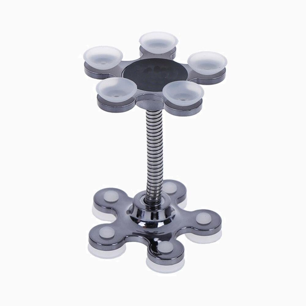  Verchromter Handyhalter mit Spiralfeder und sternförmigem Standfuß mit Saugnäpfen