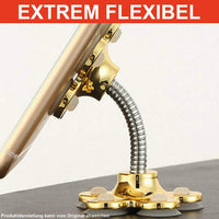 Thumbnail for  Goldfarbener Handyhalter mit biegsamem Metallarm fixiert Smartphone auf Tischkante