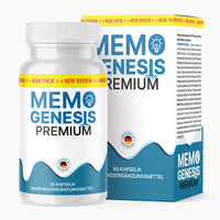 Thumbnail for Memo Genesis Premium Nahrungsergänzungsmittel mit 90 Kapseln vor passender Faltschachtel