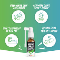 Thumbnail for NO LIMIT SPRAY Flasche mit Icons für Alltag, Sport, Müdigkeit und Erfrischung unterwegs