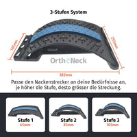 Thumbnail for Verstellbare Rückenhilfe mit blauer Auflage, Stufenhöhe 65 mm, 85 mm und 105 mm, Länge 382 mm