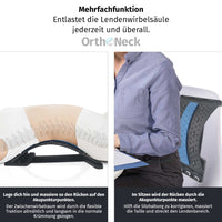 Thumbnail for Blauer Rückenstrecker mit schwarzem Gestell zur Nutzung im Sitzen an Stuhl und im Liegen auf Boden