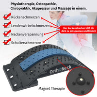 Thumbnail for Schwarzes Nackenstreckgerät mit blauer Auflagefläche und sichtbaren Magnetpunkten von Orthoneck