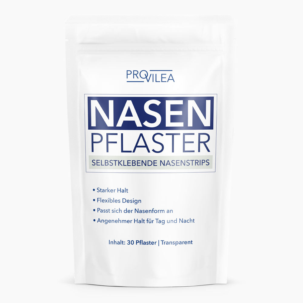 PROVILEA-Nasenpflaster in weißer Packung, selbstklebende Nasenstrips, Inhalt 30 transparente Stück