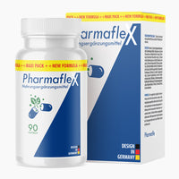 Thumbnail for Dose mit Schrift PharmaflexX Nahrungsergänzungsmittel, 90 Kapseln vor passender Faltschachtel