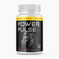 Thumbnail for Kunststoffdose mit Schrift Power Pulse XXL und Löwenmotiv auf schwarzem Etikett, 60 Kapseln