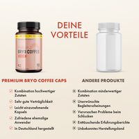 Thumbnail for Premium Bryo Coffee Caps Dose wird anderer Dose gegenübergestellt, mit Vorteilen und Nachteilen