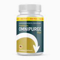Thumbnail for Premium Omnipurge Plus Nahrungsergänzung mit 90 Kapseln in weißer Dose und grün-goldenem Etikett