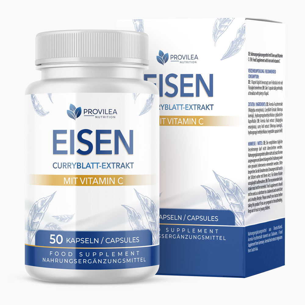Provilea Eisen mit Vitamin C mit 50 Kapseln vor passender Faltschachtel