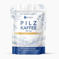 Thumbnail for Provilea Nutrition Pilzkaffee 500 mg mit Kokosmilchpulver im Beutel, 30 Portionen und Hinweis auf Koffein