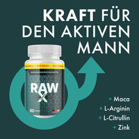 Thumbnail for RAW X Premium Dose mit Hinweisen zu Maca, L-Arginin, L-Citrullin und Zink für aktive Männer