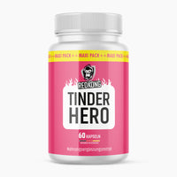 Thumbnail for Kunststoffdose Tinder Hero 60 Kapseln mit Gorilla-Symbol Redkong auf pinkem Etikett
