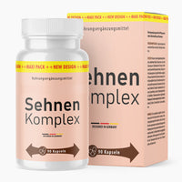 Thumbnail for Dose Sehnen Komplex neben passender Umverpackung mit Designed-in-Germany-Hinweis und 90 Kapseln