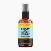 Thumbnail for Braune Pumpflasche „Spray X Mund Spray“ Orange Flavour, blaues Etikett, Produktfoto freigestellt