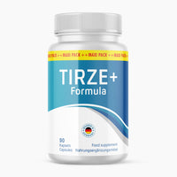 Thumbnail for Dose Tirze+ Formula mit blau-weißem Etikett, 90 Kapseln und Hinweis Nahrungsergänzungsmittel