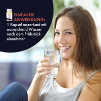 Thumbnail for Vapocept Premium: Einnahmehinweis mit 1 unzerkauten Kapsel und ausreichend Wasser nach dem Frühstück
