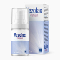Thumbnail for Vezolax Premium Pumpspender mit 75 ml Inhalt vor passender Produktverpackung in Weiß und Blau