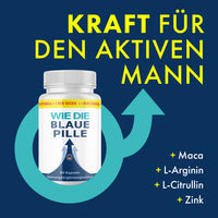 Thumbnail for Dose mit Schriftzug Wie die blaue Pille, Pfeilsymbol und Zutatenliste rechts