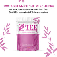 Thumbnail for Z Tee Beutel mit Hinweis auf 100 % pflanzliche Mischung, Mate aus Brasilien und Grüntee aus China