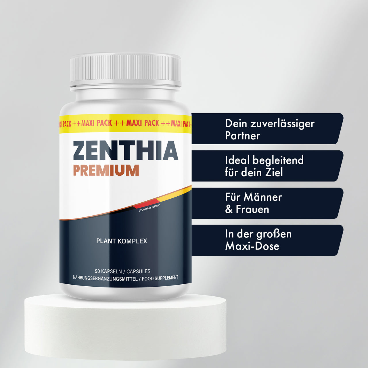 Zenthia Premium Plant Komplex 90 Kapseln Nahrungsergänzungsmittel Maxi Dose für Männer und Frauen