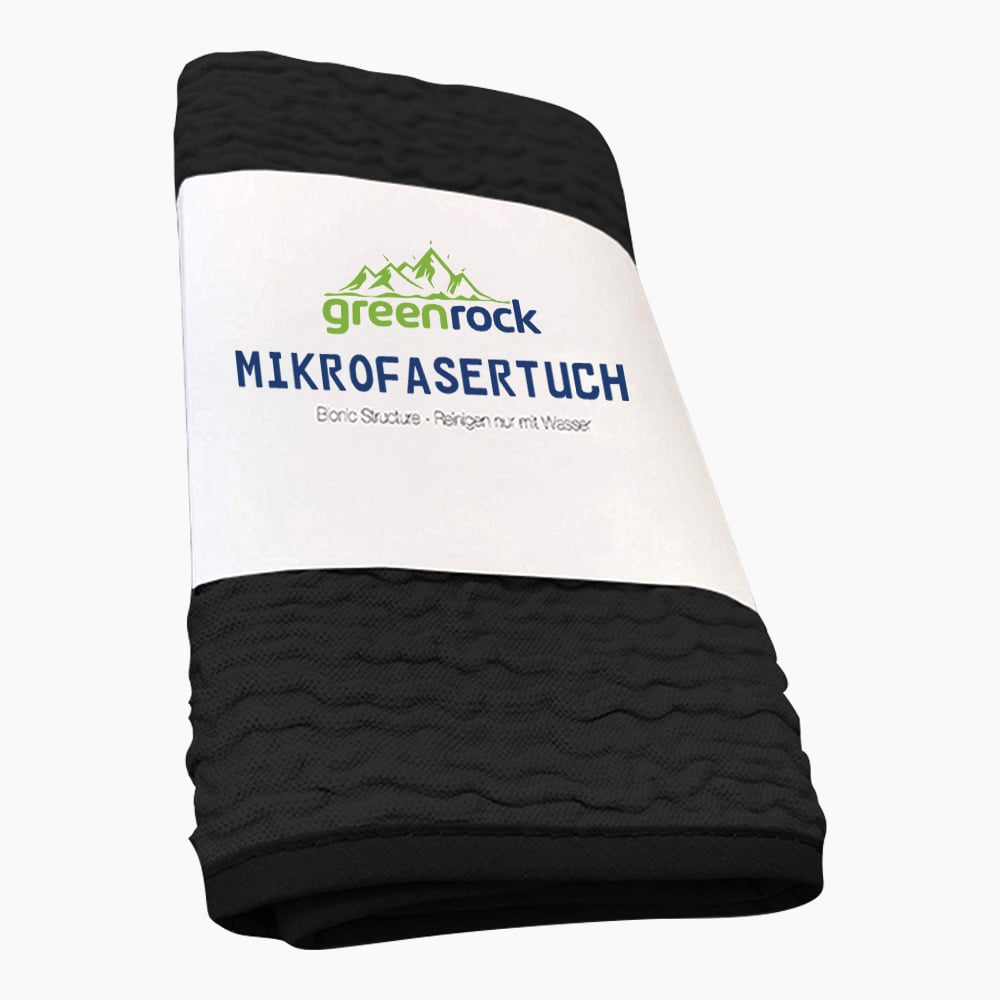 greenrock Mikrofasertuch (schwarz) - Entfernt zuverlässig Staub, Schmutz uvm. - ApoNatura